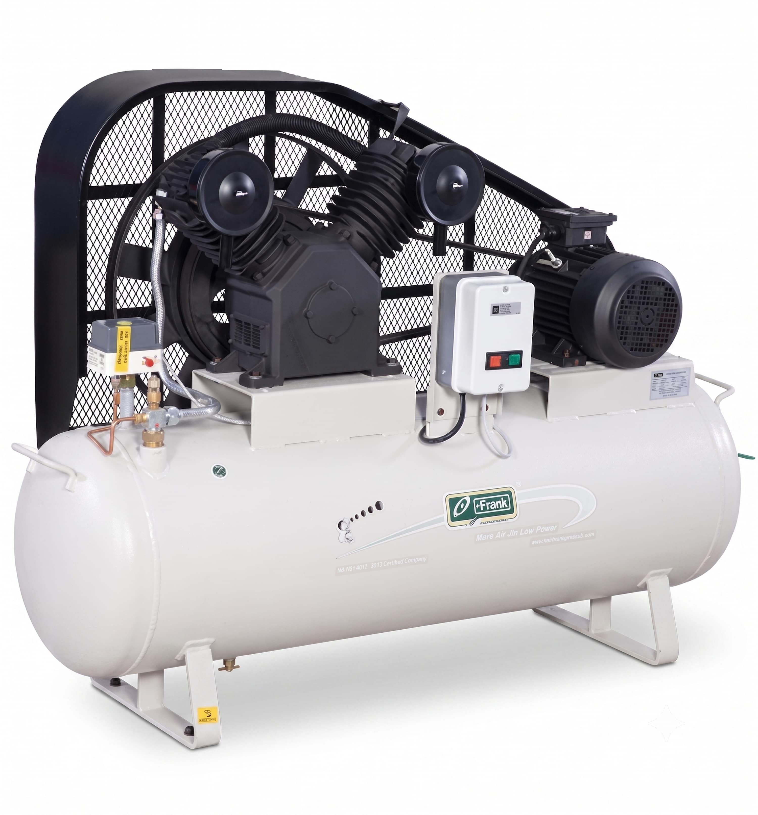 Oil-free piston air compressor for hygienic industrial use