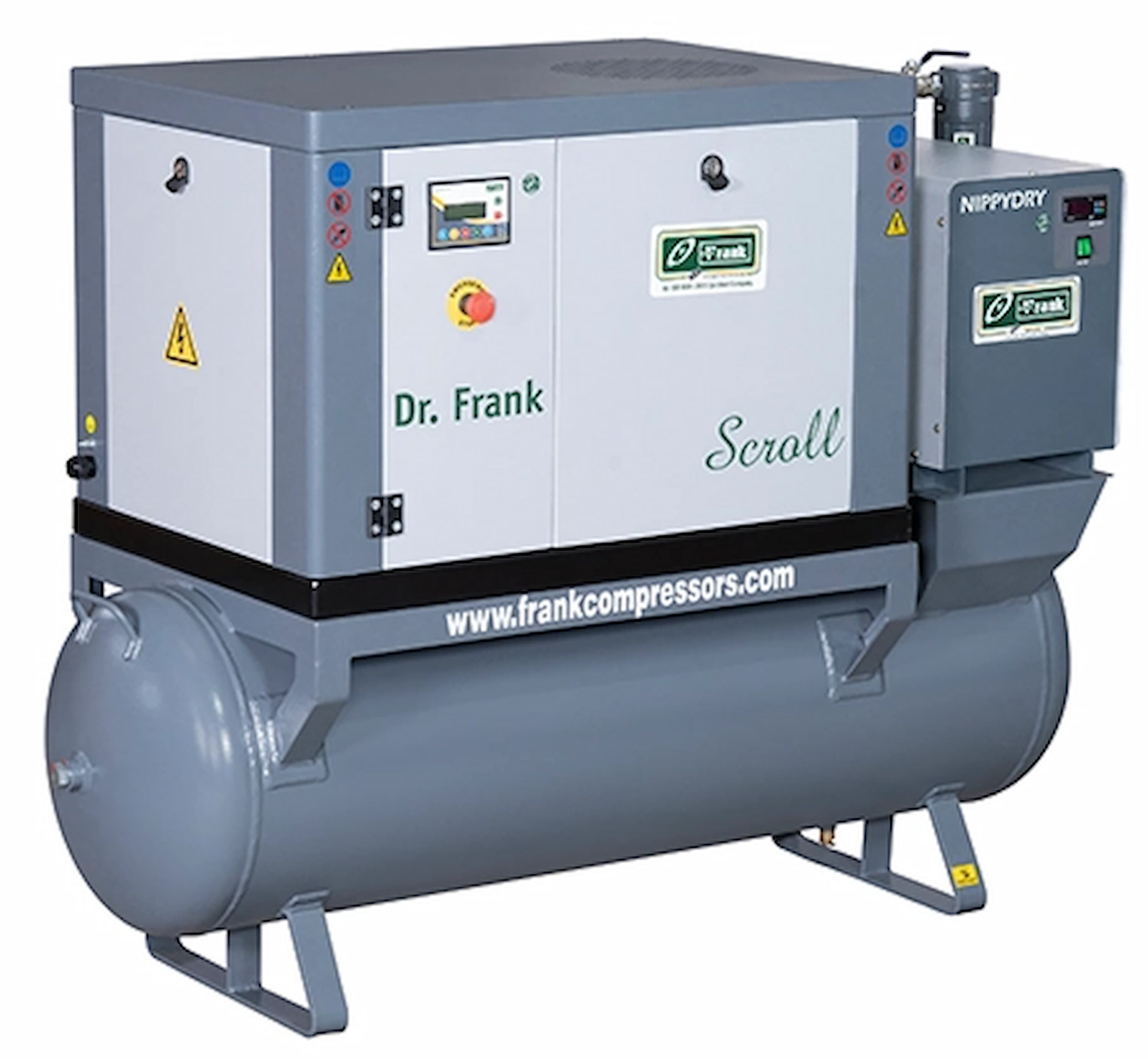 Oil-free scroll air compressor delivering clean, contamination-free air